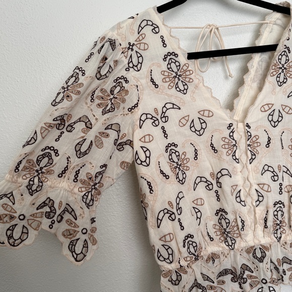 By Anthropologie Eyelet Embroidered Boho Fairycore Blouse - Picture 6 of 9